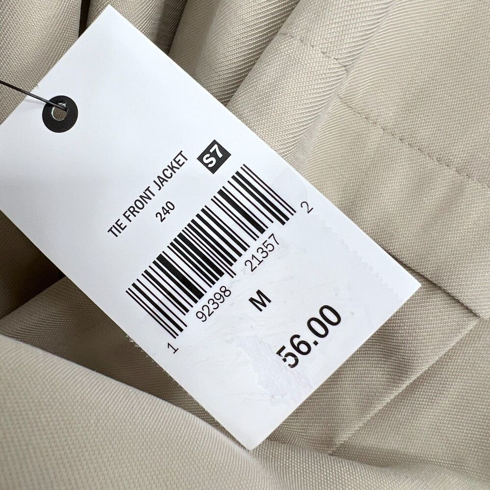 Khaki Wrap Jacket Women's Size Med Tie Front Dressy Business Professional - Picture 10 of 13